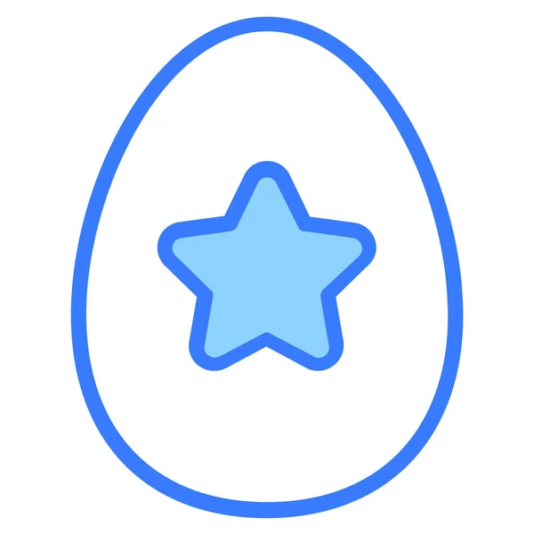 Huevo Pascua Huevo Especial Estrella Blue Outline Simple Icon — Vector de stock