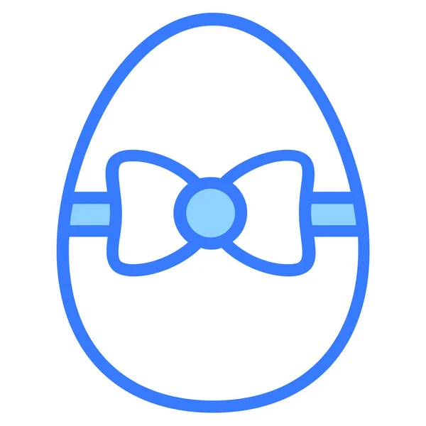 Huevo Regalo Arco Esquema Azul Icono Simple — Vector de stock