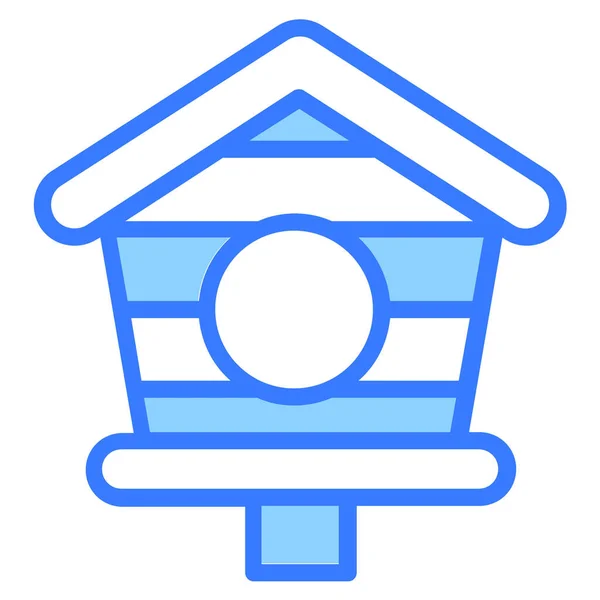 Pajarera Nido Hogar Esquema Azul Icono Simple — Vector de stock