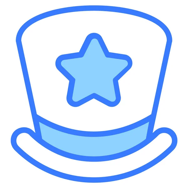 Sombrero Mago Moda Sombrero Esquema Azul Icono Simple — Vector de stock