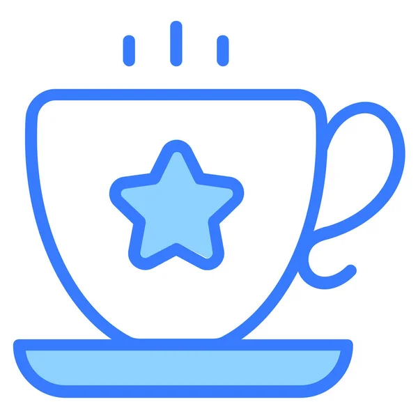 Φλιτζάνι Τσάι Πρωινό Μπλε Περίγραμμα Απλό Εικονίδιο — Διανυσματικό Αρχείο