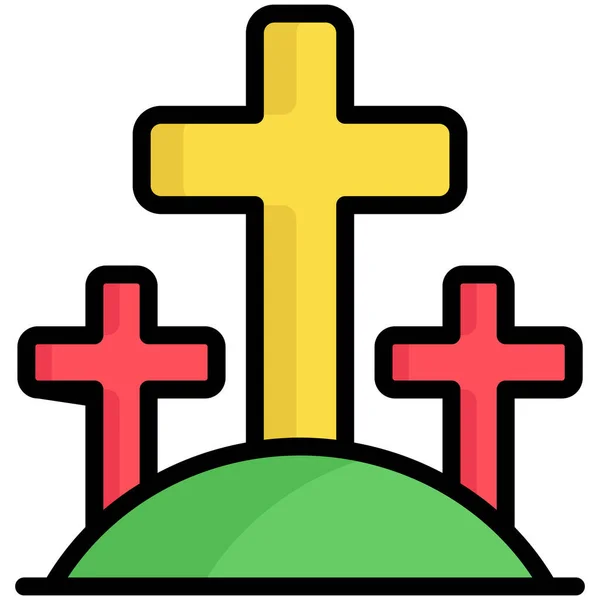 Graveyard Religion Flat Line Icon — Stock Vector