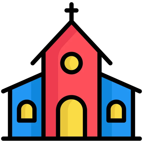 Kościół Religia Budynek Płaska Linia Ikona — Wektor stockowy