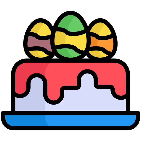 Wielkanocne Ciasto Płaska Linia Ikona — Wektor stockowy