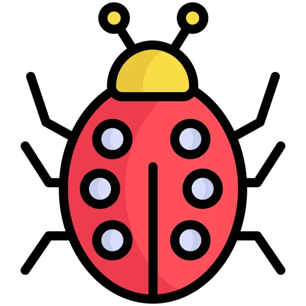 Ladybird Bug Flat Line Icon — стоковый вектор