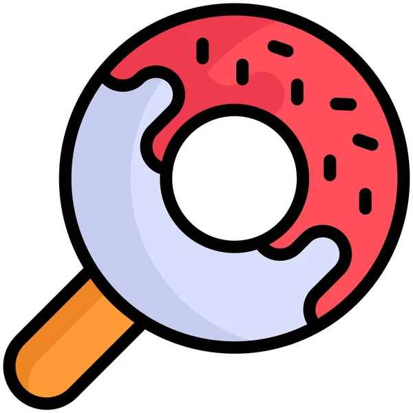 Donut Ice Cream Flat Line Icon — Stock Vector