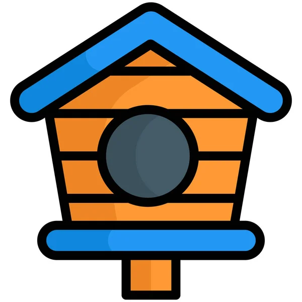 Birdhouse Nest Flat Line Icon — Stock Vector
