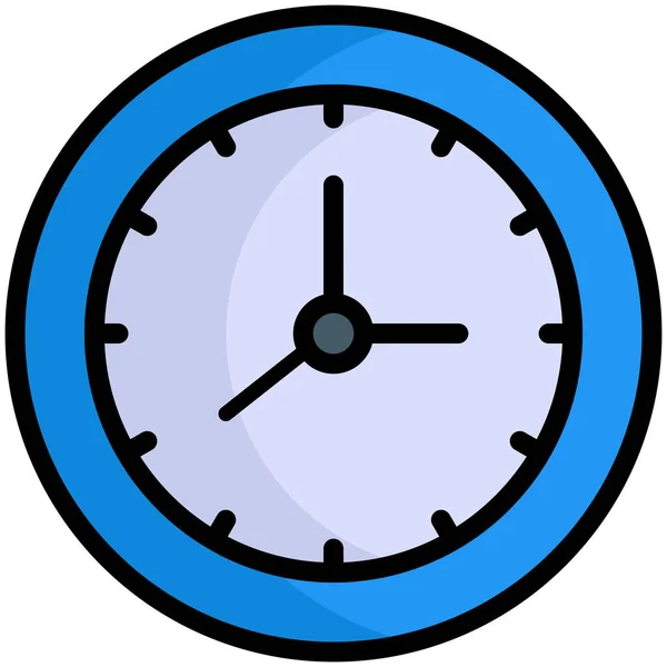 Hora Icono Línea Plana Del Reloj — Vector de stock