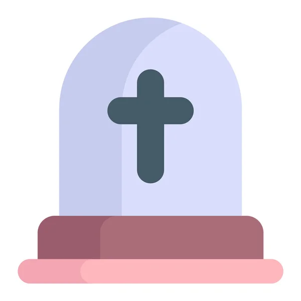 Graveyard Cross Flat Line Icon — Stock Vector
