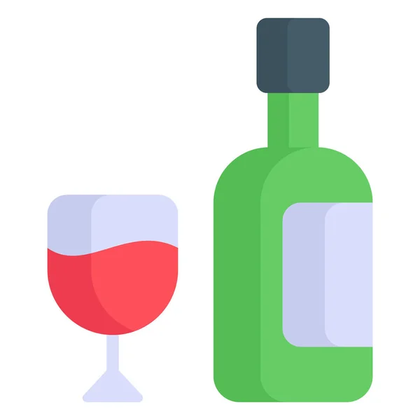 Wino Alkohol Płaska Linia Ikona — Wektor stockowy