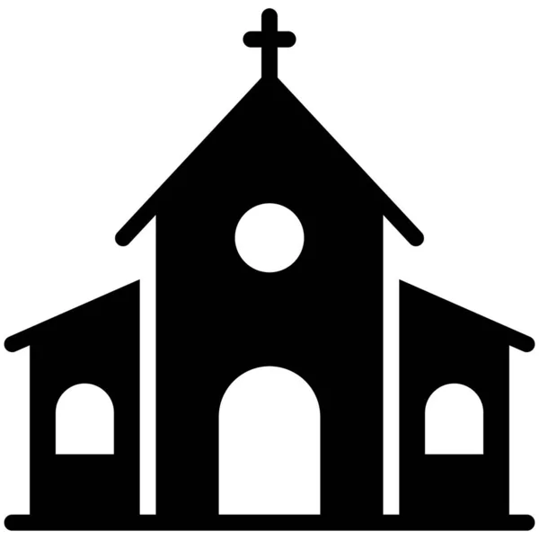 Kyrka Religiös Byggnad Silhuett Glyf Ikon — Stock vektor
