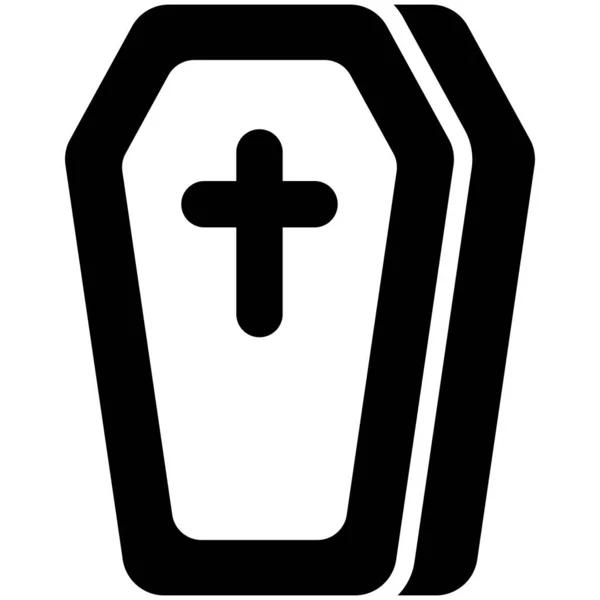 Coffin Silhouette Black Glyph Icon — Stock Vector