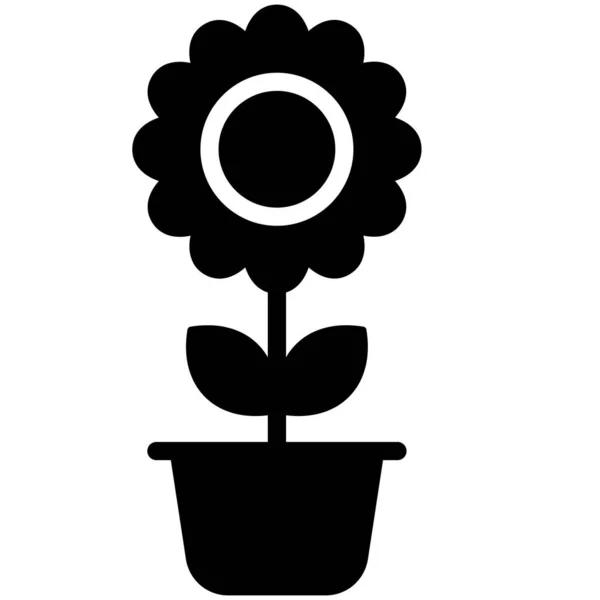 Güneş Çiçeği Silueti Siyah Şekil Simgesi — Stok Vektör