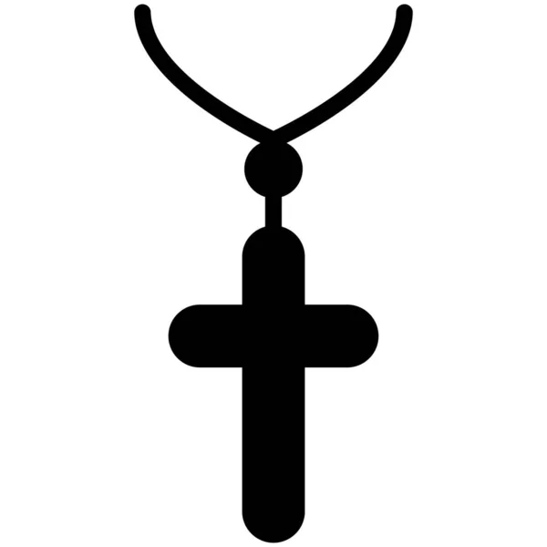 Catholique Collier Silhouette Icône Glyphe — Image vectorielle