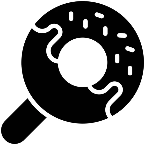 Силуэт Пончика Икона Черного Глифа — стоковый вектор