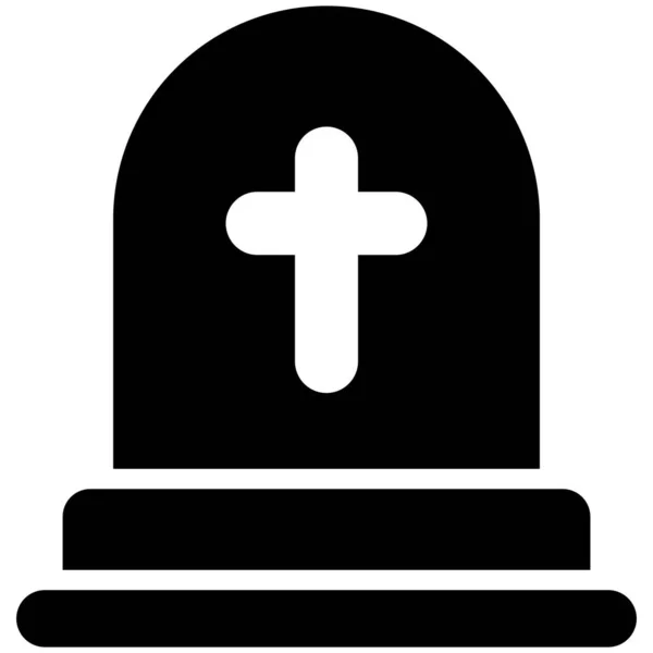 Kyrkogård Silhuett Cross Glyph Ikon — Stock vektor