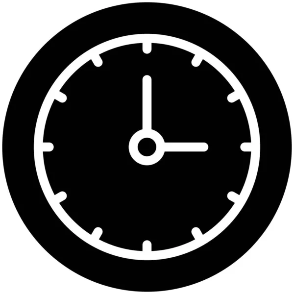 Relógio Silhueta Ícone Glifo Preto — Vetor de Stock