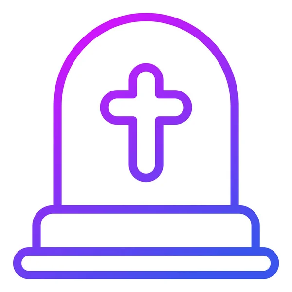 Graveyard Cross Thin Line Icon — Stock Vector
