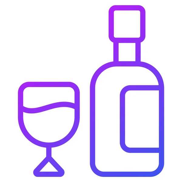 Vinho Ícone Linha Fina Álcool — Vetor de Stock