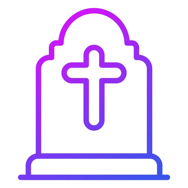 Gravestone Cross Thin Line Icon — Stock Vector