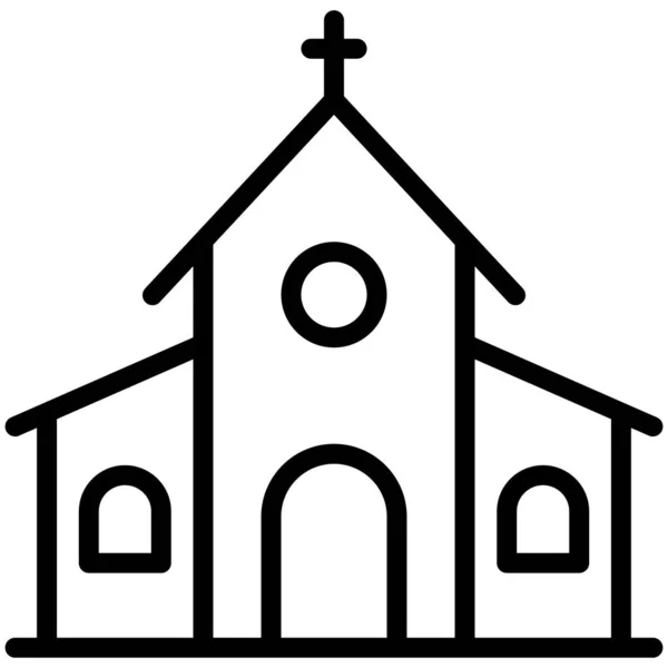Church Religious Building Thin Line Icon — Stock Vector