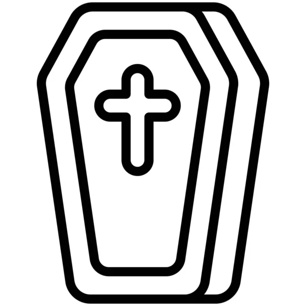 Гроб Призрак Тонкой Линии Значок — стоковый вектор