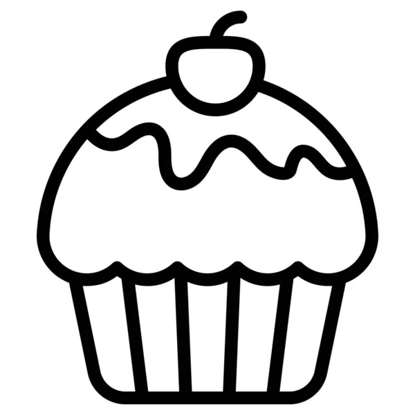 Cup Cake Kers Dunne Lijn Pictogram — Stockvector