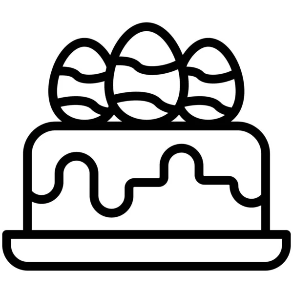 イースターケーキの細い線のアイコン — ストックベクタ