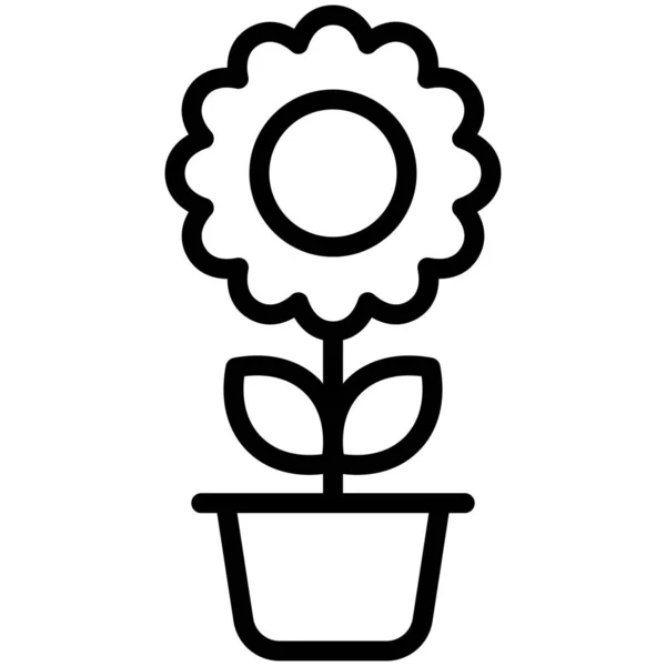 Słonecznik Kwiaty Cienkiej Linii Ikona — Wektor stockowy