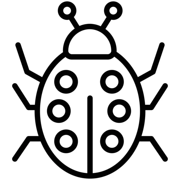 Lieveheersbeestje Bug Dunne Lijn Icoon — Stockvector