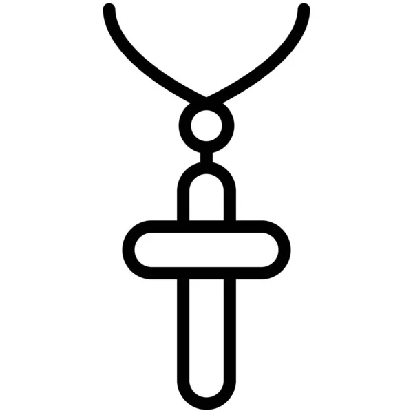 Katolsk Halsband Tunn Linje Ikon — Stock vektor