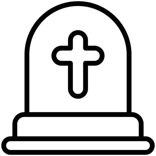 Kyrkogård Korsa Tunn Linje Ikon — Stock vektor