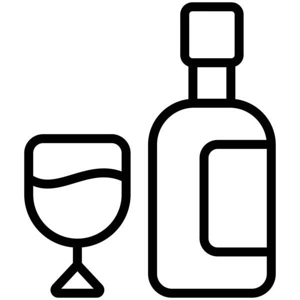Şarap Alkol Ince Çizgi Simgesi — Stok Vektör