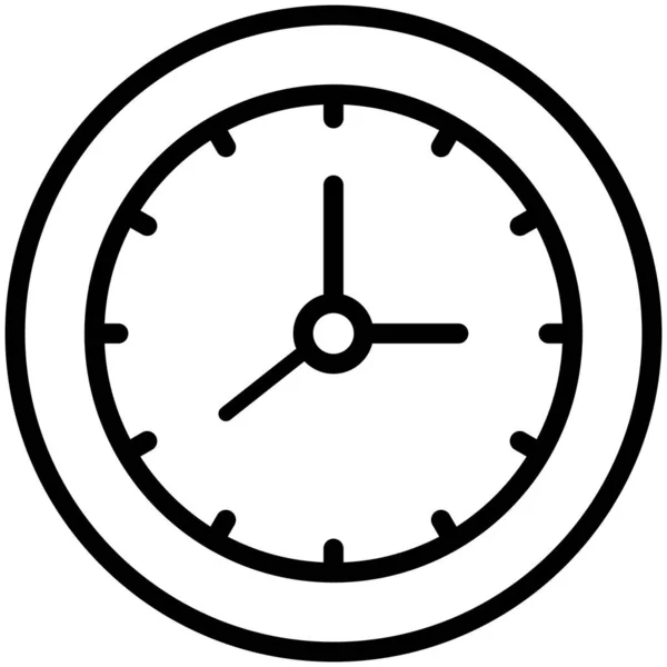 Hora Icono Línea Delgada Reloj — Vector de stock
