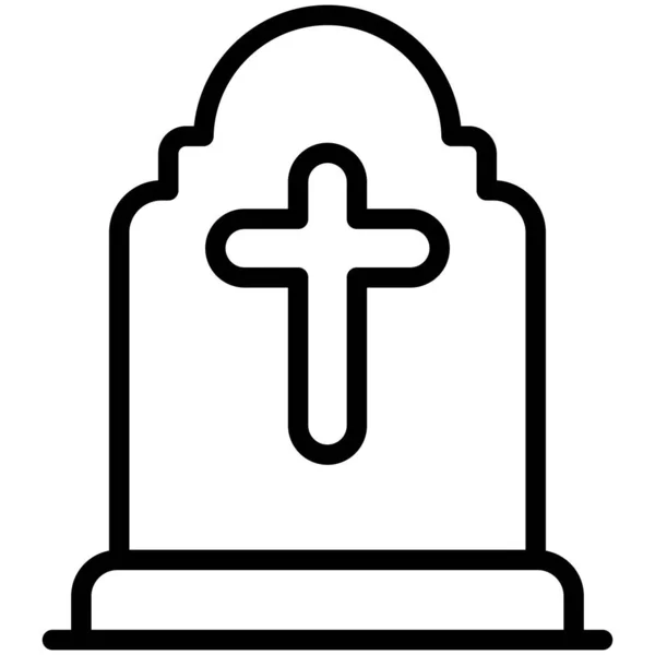 横線のアイコンのついた墓石 — ストックベクタ