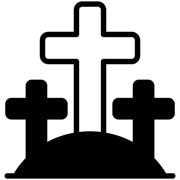 Friedhof Religion Flatline Icon Konzept — Stockvektor