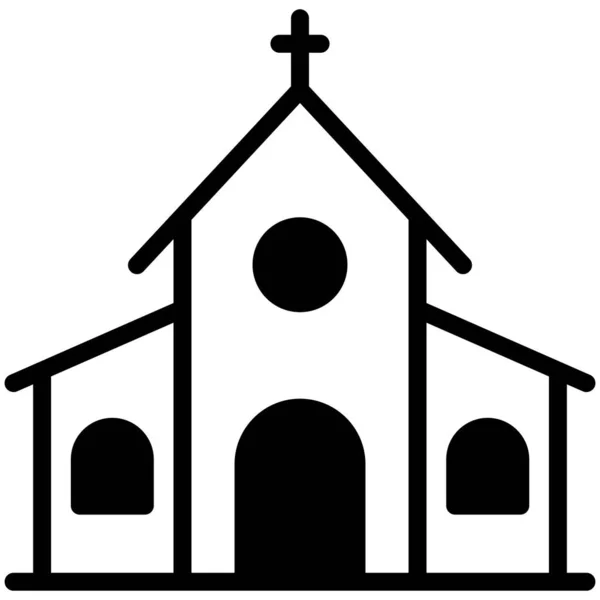 Kościół Płaska Ikona Linii Religijnej — Wektor stockowy