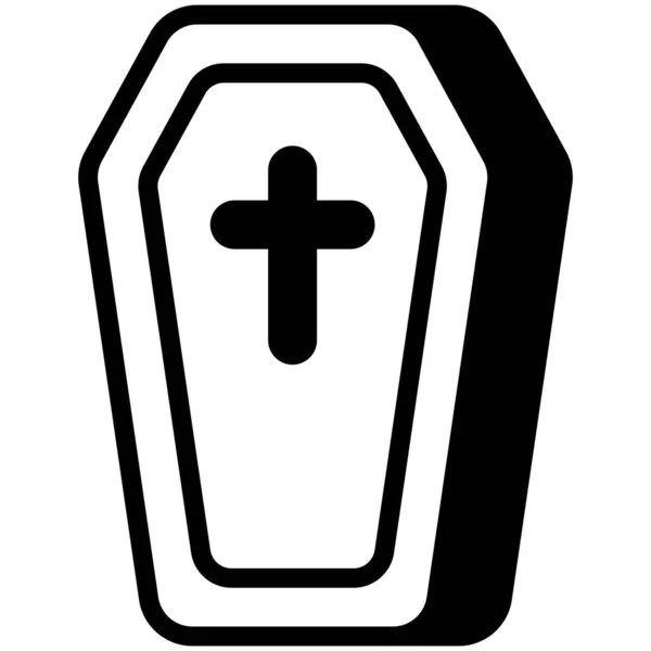 Coffin Ghost Flat Line Icon Concept — Stock Vector