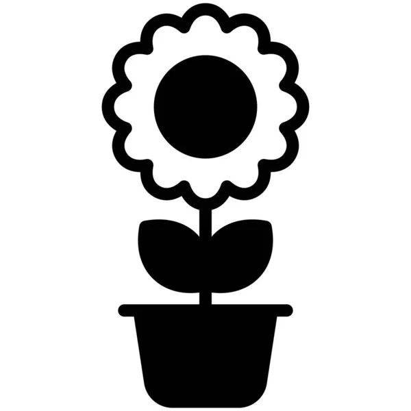 Słonecznik Kwiat Płaska Linia Ikona — Wektor stockowy