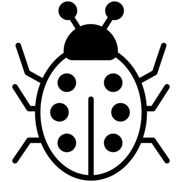 Coccinelle Icône Ligne Plate Bug — Image vectorielle