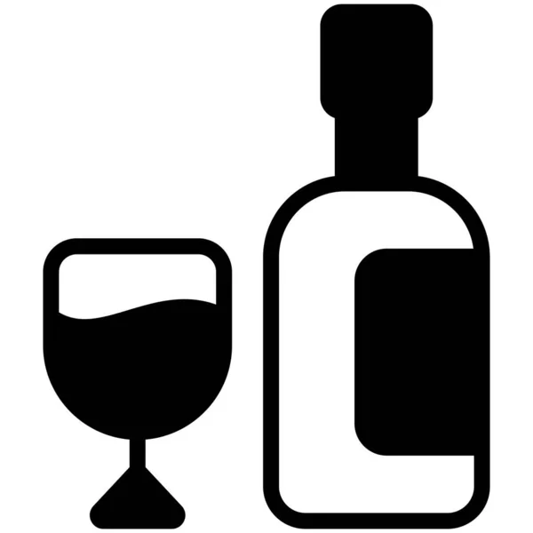 Şarap Alkol Yassı Çizgi Simgesi — Stok Vektör