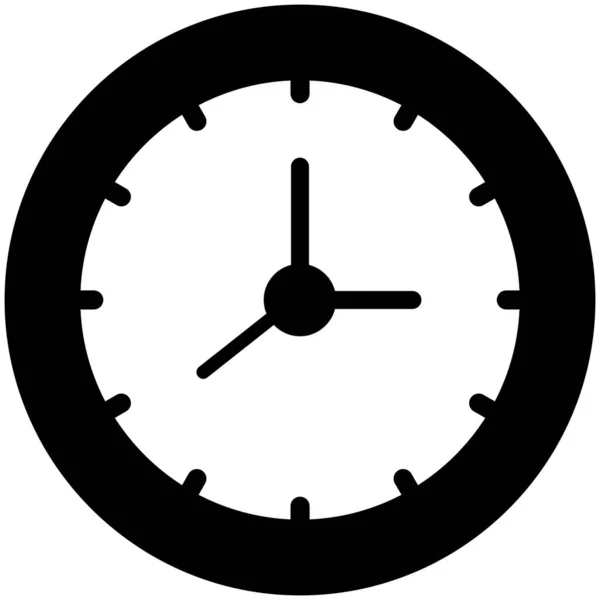 Silueta Reloj Icono Línea Plana — Vector de stock