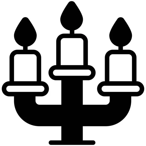 Candelabra Candles Flat Line Icon — Stock Vector