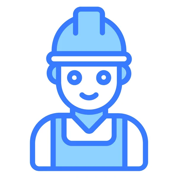 Trabalhador Azul Para Fora Linha Design Vetor — Vetor de Stock