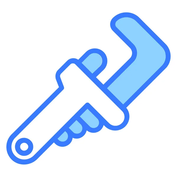 Pipe Wrench Projeto Vetorial Linha Azul Para Fora — Vetor de Stock