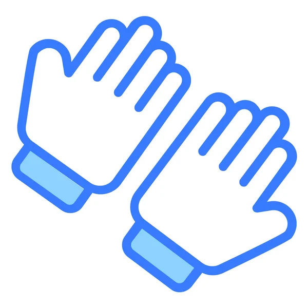Handschoenen Blauw Out Lijn Vector Ontwerp — Stockvector