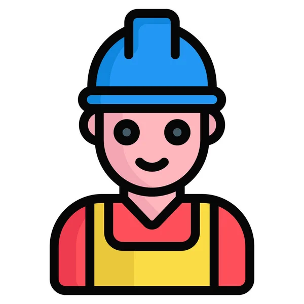 Worker Vector Flat Icon Colored Line Vector Design — Stock Vector