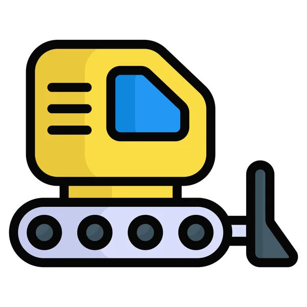 Bulldozer Vector Flat Icon Colored Line Vector Design — Stock Vector