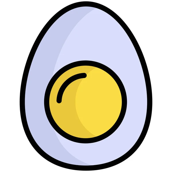 Boiled Egg Flat Line Icon — Stock Vector