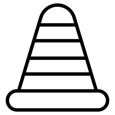 Trafik konisi çizgi simgesi, satır vektör tasarımını karart